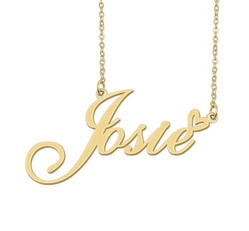 2567 Josie Name Necklace Heart Charm Pendant 18k Gold Plated Stainless